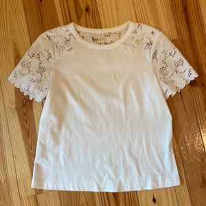 Rebecca Taylor White Crochet Sleeve Top
